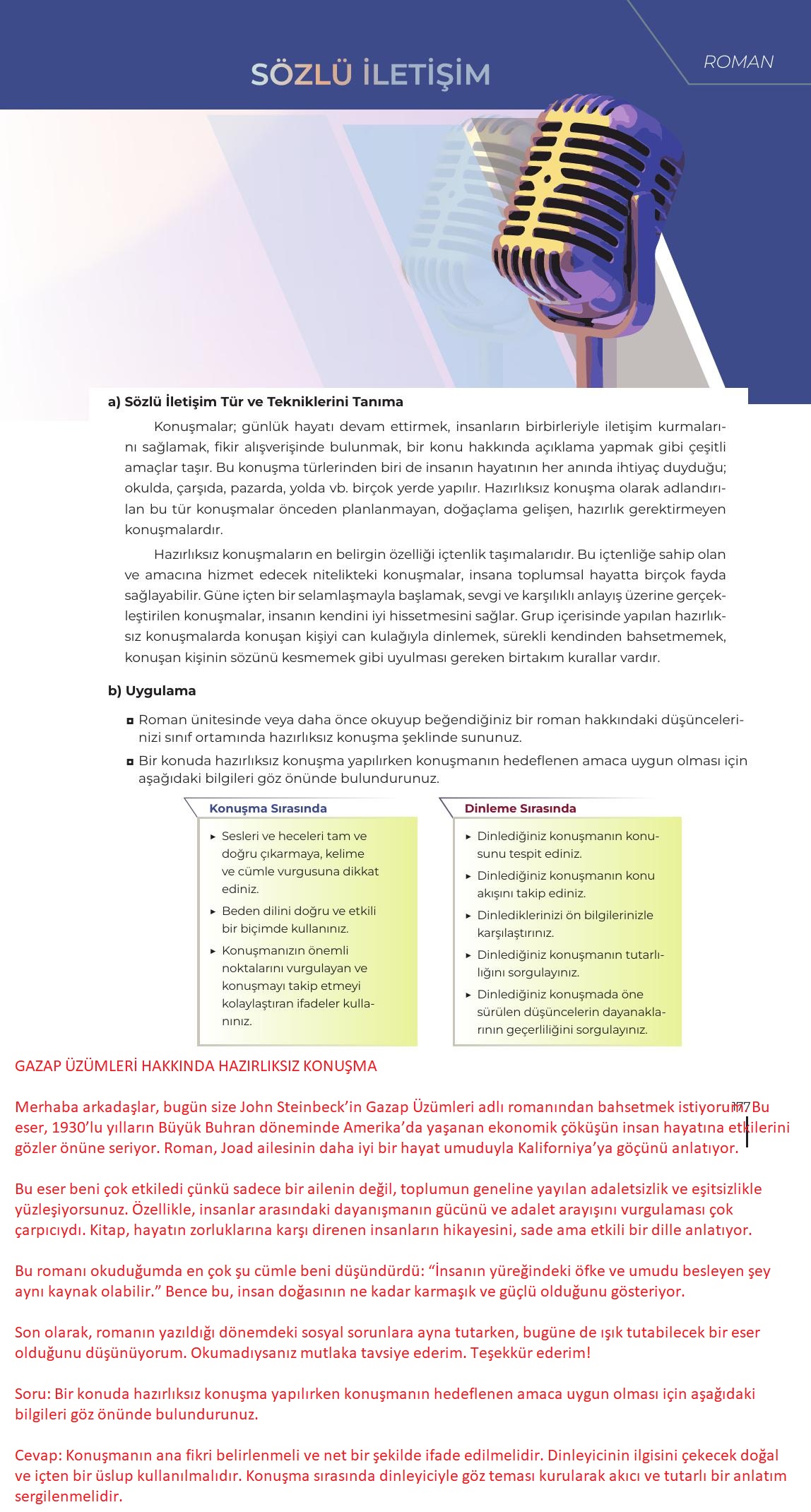 12. Sınıf Meb Yayınları Türk Dili Ve Edebiyatı Ders Kitabı Sayfa 177 Cevapları