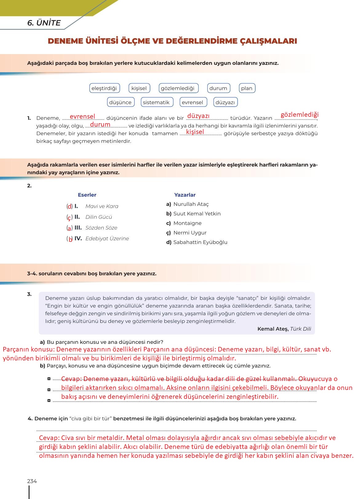 12. Sınıf Meb Yayınları Türk Dili Ve Edebiyatı Ders Kitabı Sayfa 234 Cevapları 12. Sınıf Meb Yayınları Türk Dili Ve Edebiyatı Ders Kitabı Sayfa 234 Cevapları