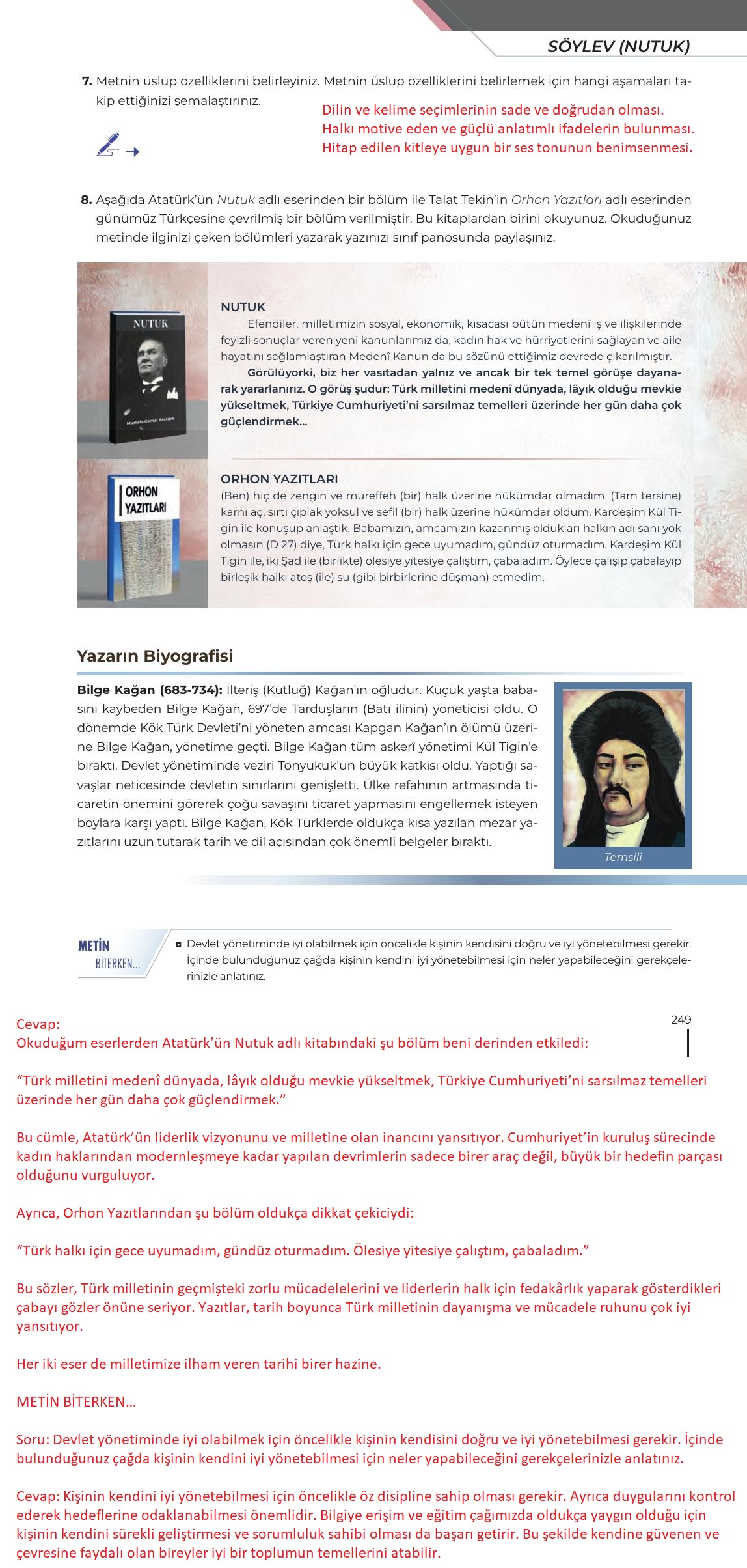 12. Sınıf Meb Yayınları Türk Dili Ve Edebiyatı Ders Kitabı Sayfa 249 Cevapları