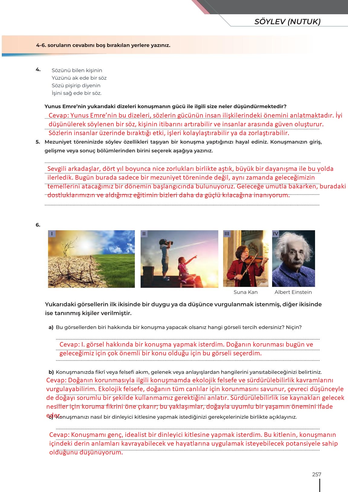 12. Sınıf Meb Yayınları Türk Dili Ve Edebiyatı Ders Kitabı Sayfa 257 Cevapları
