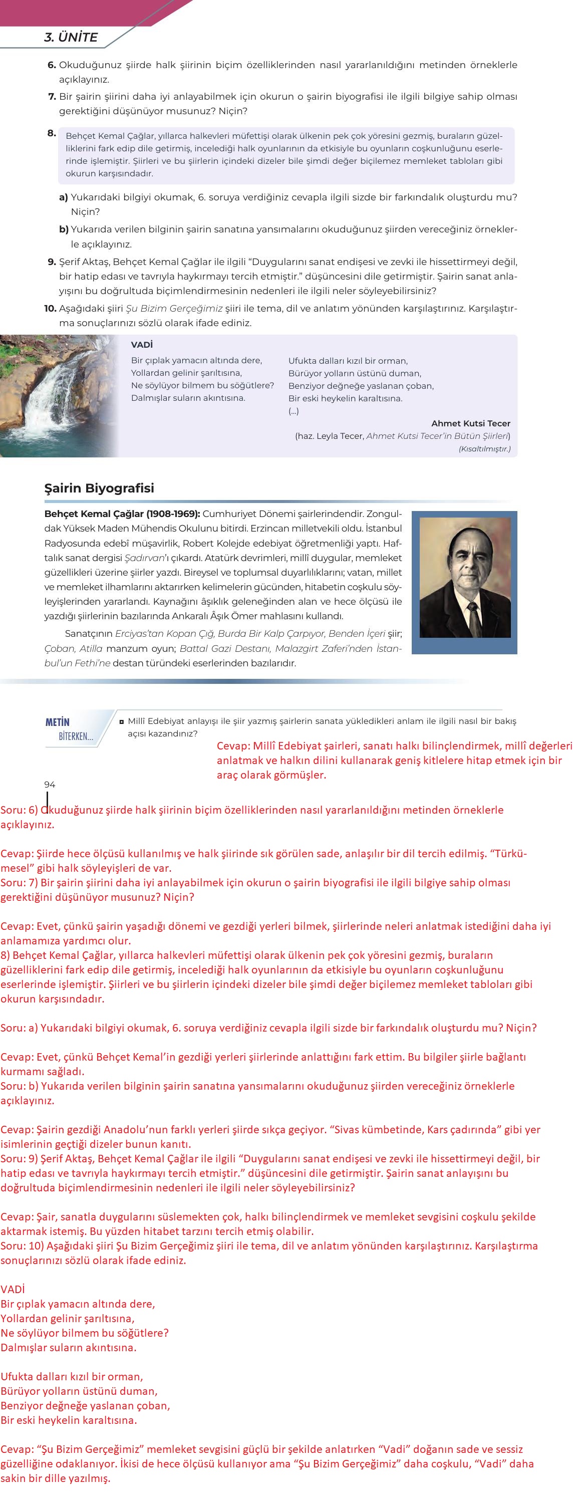 12. Sınıf Meb Yayınları Türk Dili Ve Edebiyatı Ders Kitabı Sayfa 94 Cevapları