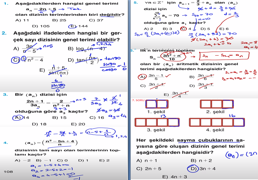 12. Sınıf Melis Yayınları Matematik Ders Kitabı Sayfa 108 Cevapları
