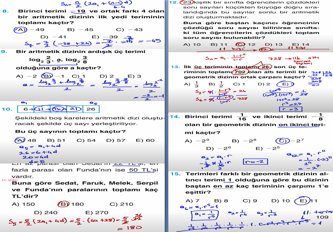 12. Sınıf Melis Yayınları Matematik Ders Kitabı Sayfa 109 Cevapları