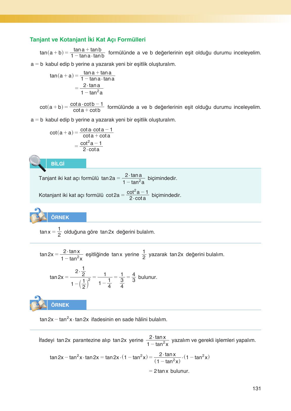 12. Sınıf Melis Yayınları Matematik Ders Kitabı Sayfa 131 Cevapları 12. Sınıf Melis Yayınları Matematik Ders Kitabı Sayfa 131 Cevapları