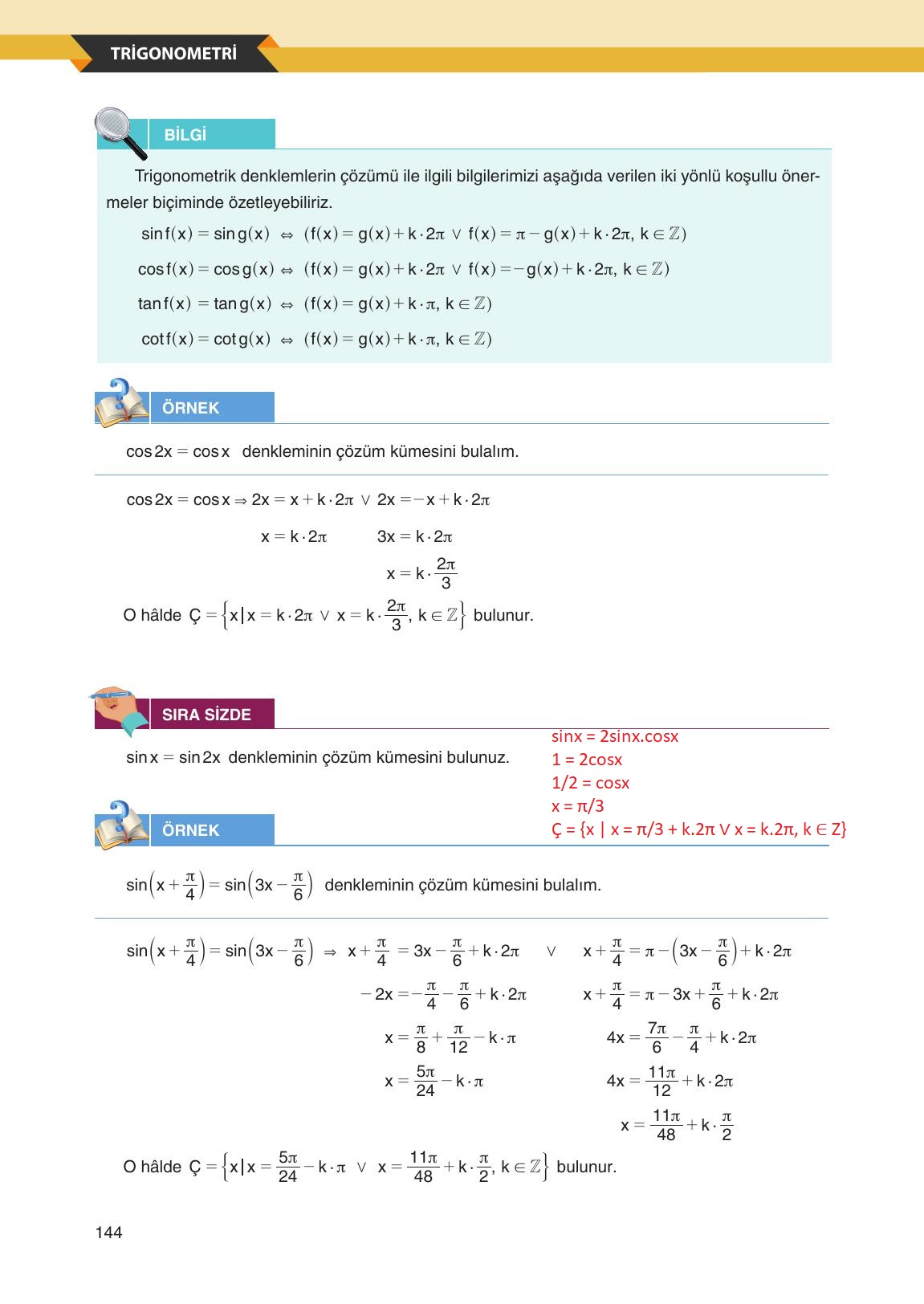 12. Sınıf Melis Yayınları Matematik Ders Kitabı Sayfa 144 Cevapları 12. Sınıf Melis Yayınları Matematik Ders Kitabı Sayfa 144 Cevapları