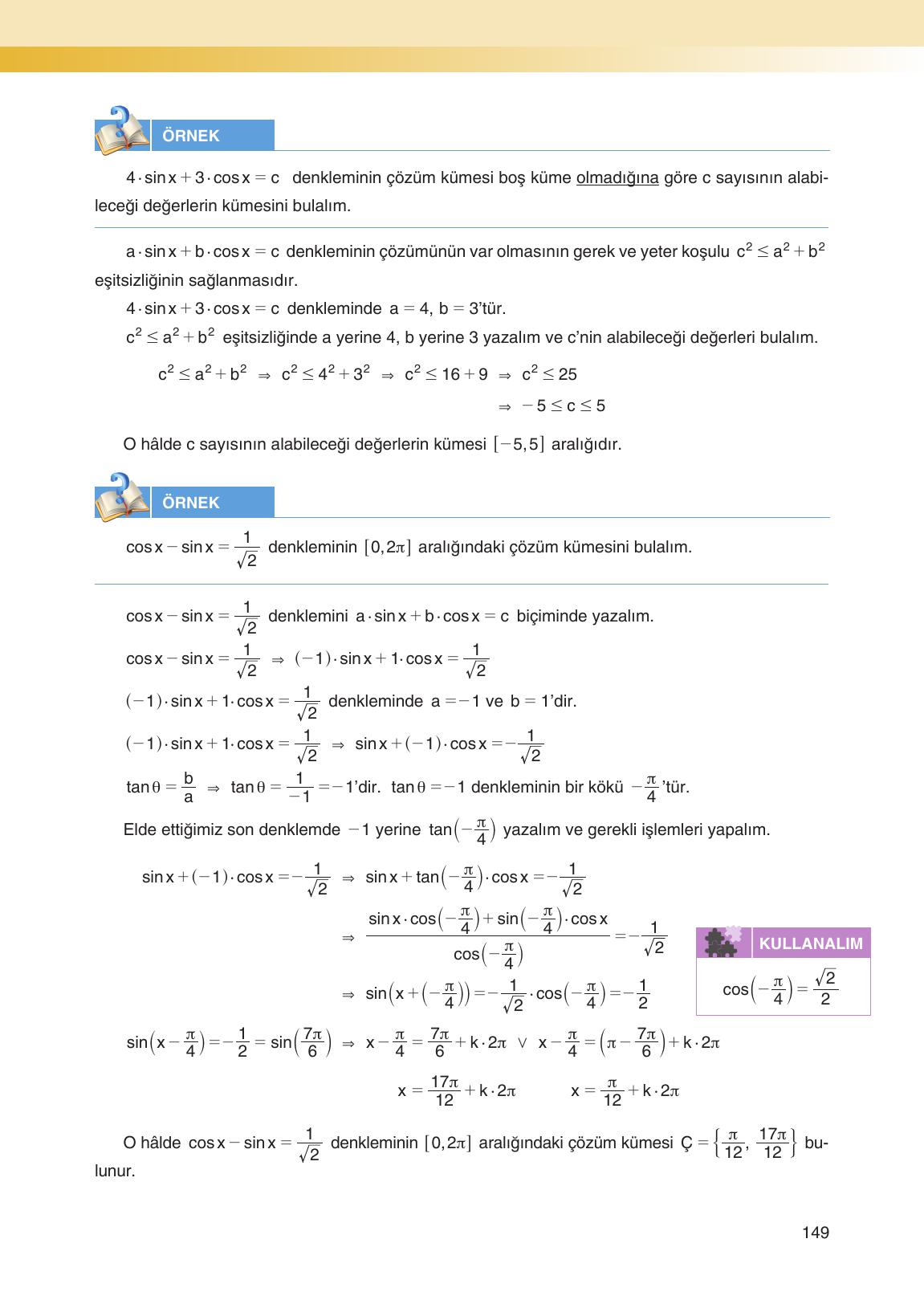 12. Sınıf Melis Yayınları Matematik Ders Kitabı Sayfa 149 Cevapları 12. Sınıf Melis Yayınları Matematik Ders Kitabı Sayfa 149 Cevapları