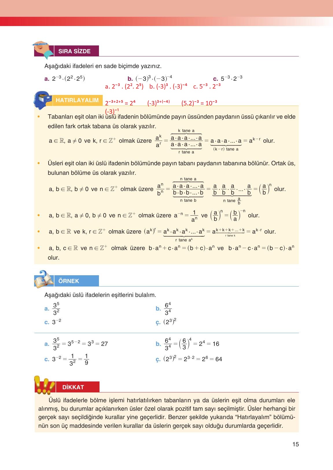 12. Sınıf Melis Yayınları Matematik Ders Kitabı Sayfa 15 Cevapları