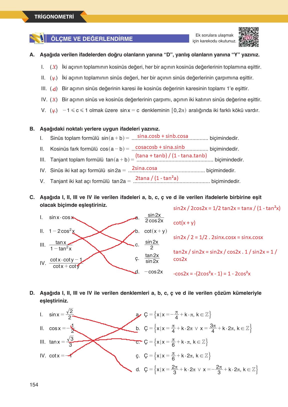 12. Sınıf Melis Yayınları Matematik Ders Kitabı Sayfa 154 Cevapları 12. Sınıf Melis Yayınları Matematik Ders Kitabı Sayfa 154 Cevapları