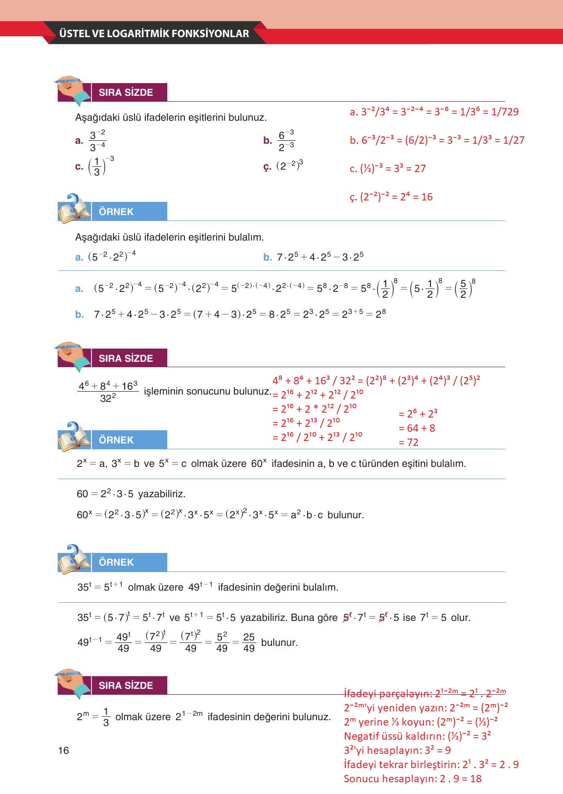 12. Sınıf Melis Yayınları Matematik Ders Kitabı Sayfa 16 Cevapları