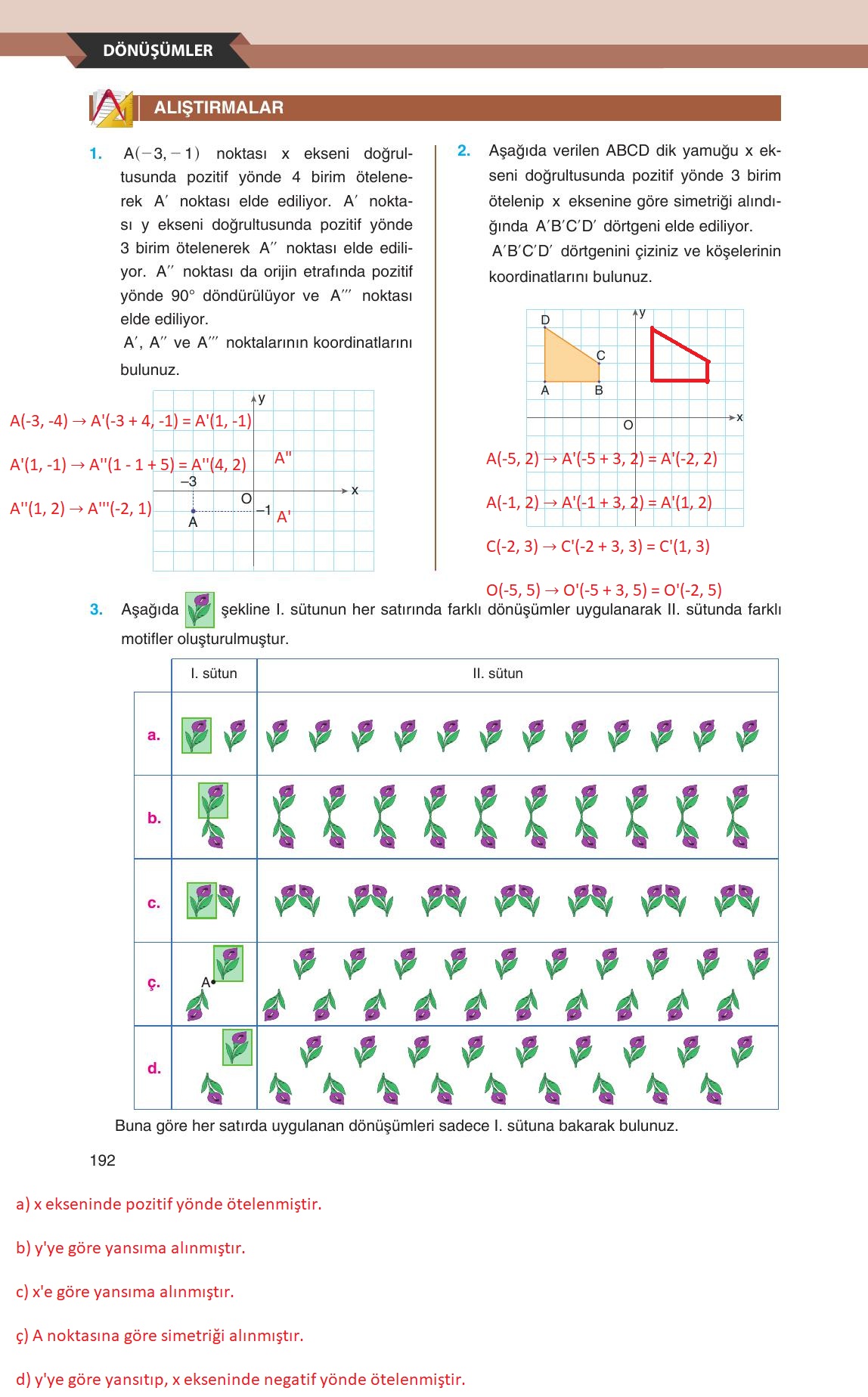 12. Sınıf Melis Yayınları Matematik Ders Kitabı Sayfa 192 Cevapları 12. Sınıf Melis Yayınları Matematik Ders Kitabı Sayfa 192 Cevapları