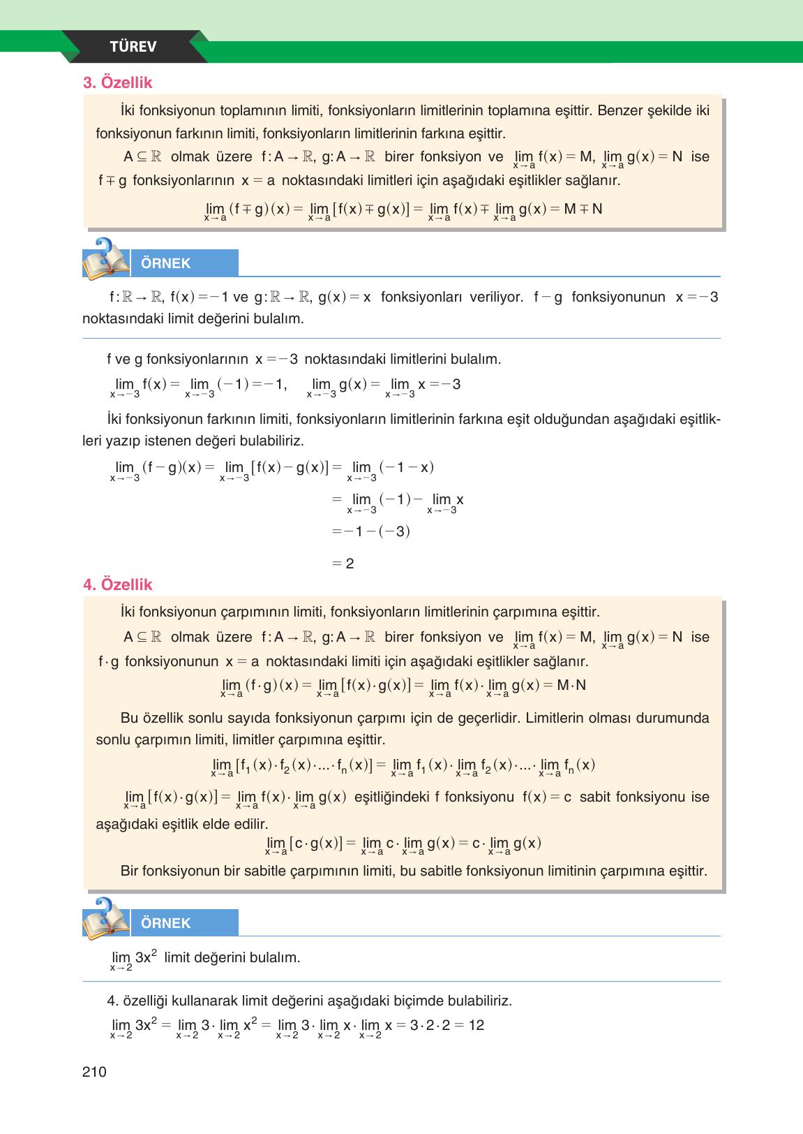 12. Sınıf Melis Yayınları Matematik Ders Kitabı Sayfa 210 Cevapları