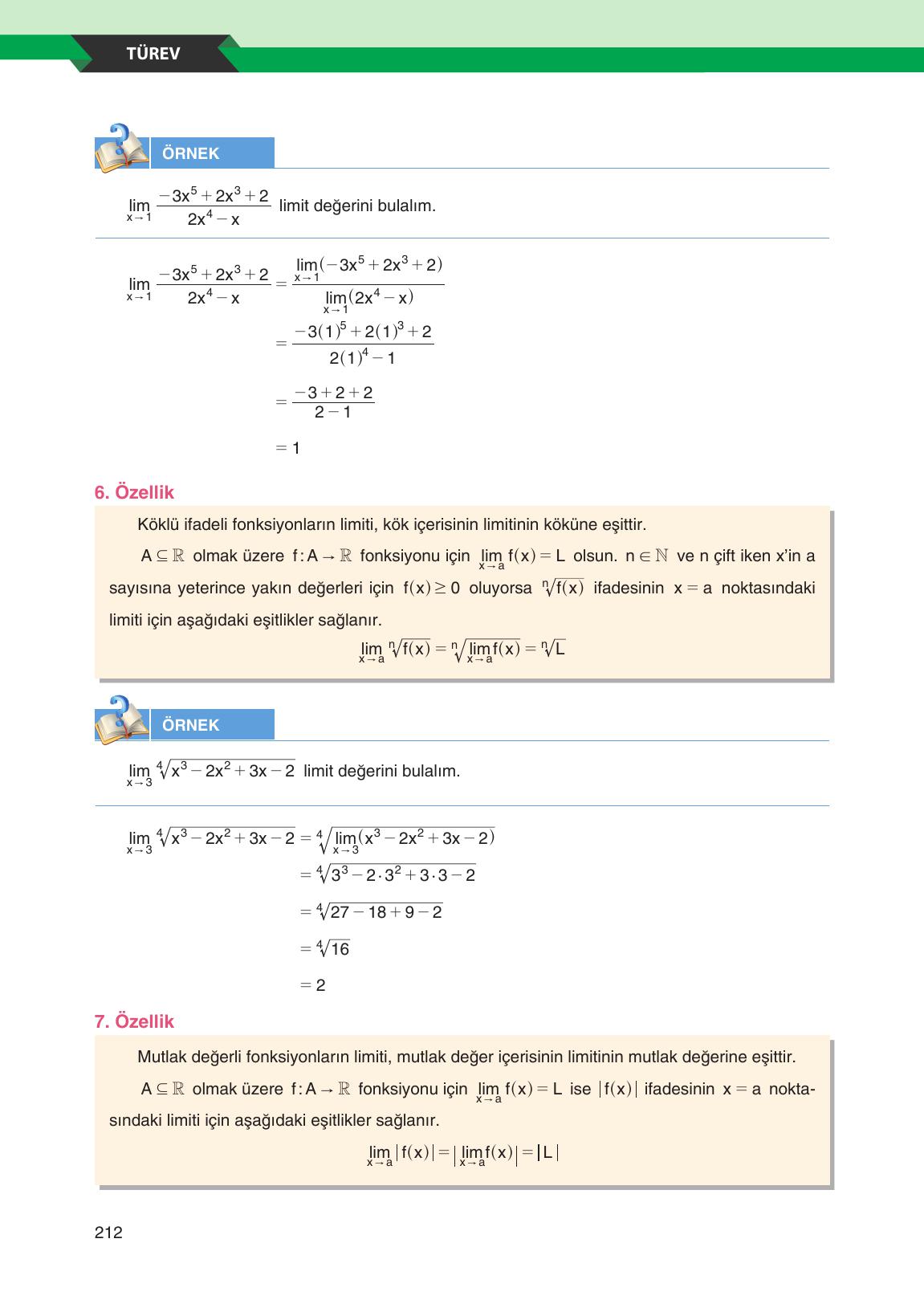 12. Sınıf Melis Yayınları Matematik Ders Kitabı Sayfa 212 Cevapları