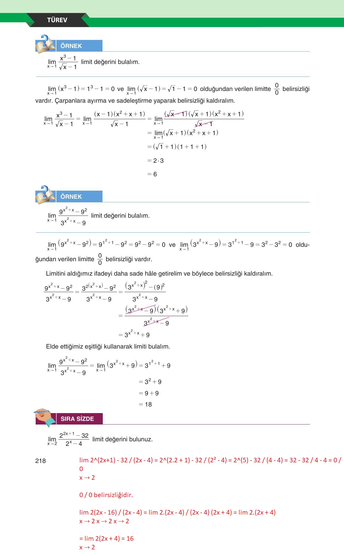 12. Sınıf Melis Yayınları Matematik Ders Kitabı Sayfa 218 Cevapları