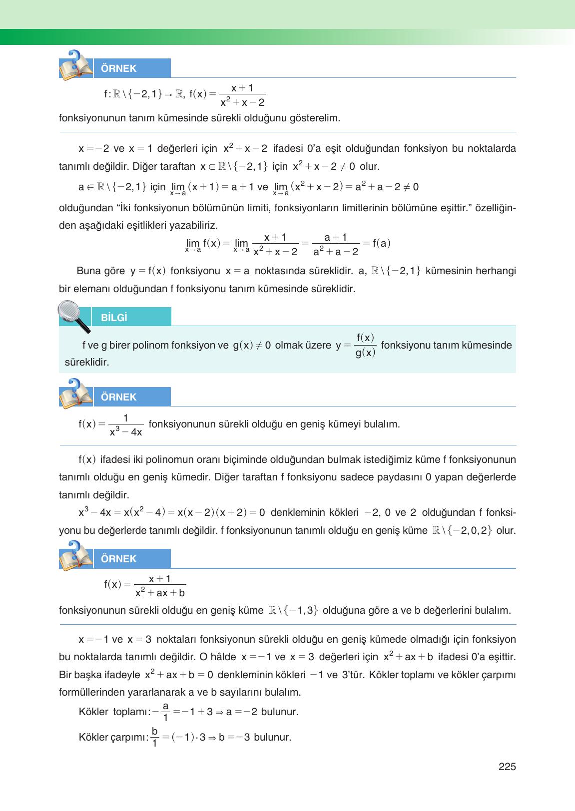 12. Sınıf Melis Yayınları Matematik Ders Kitabı Sayfa 225 Cevapları