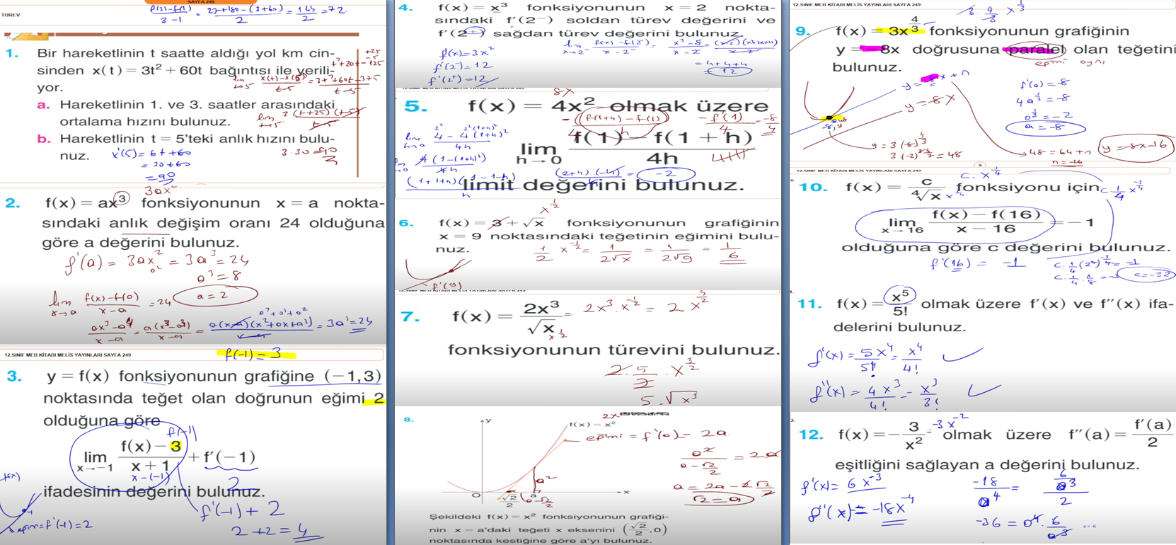 12. Sınıf Melis Yayınları Matematik Ders Kitabı Sayfa 249 Cevapları