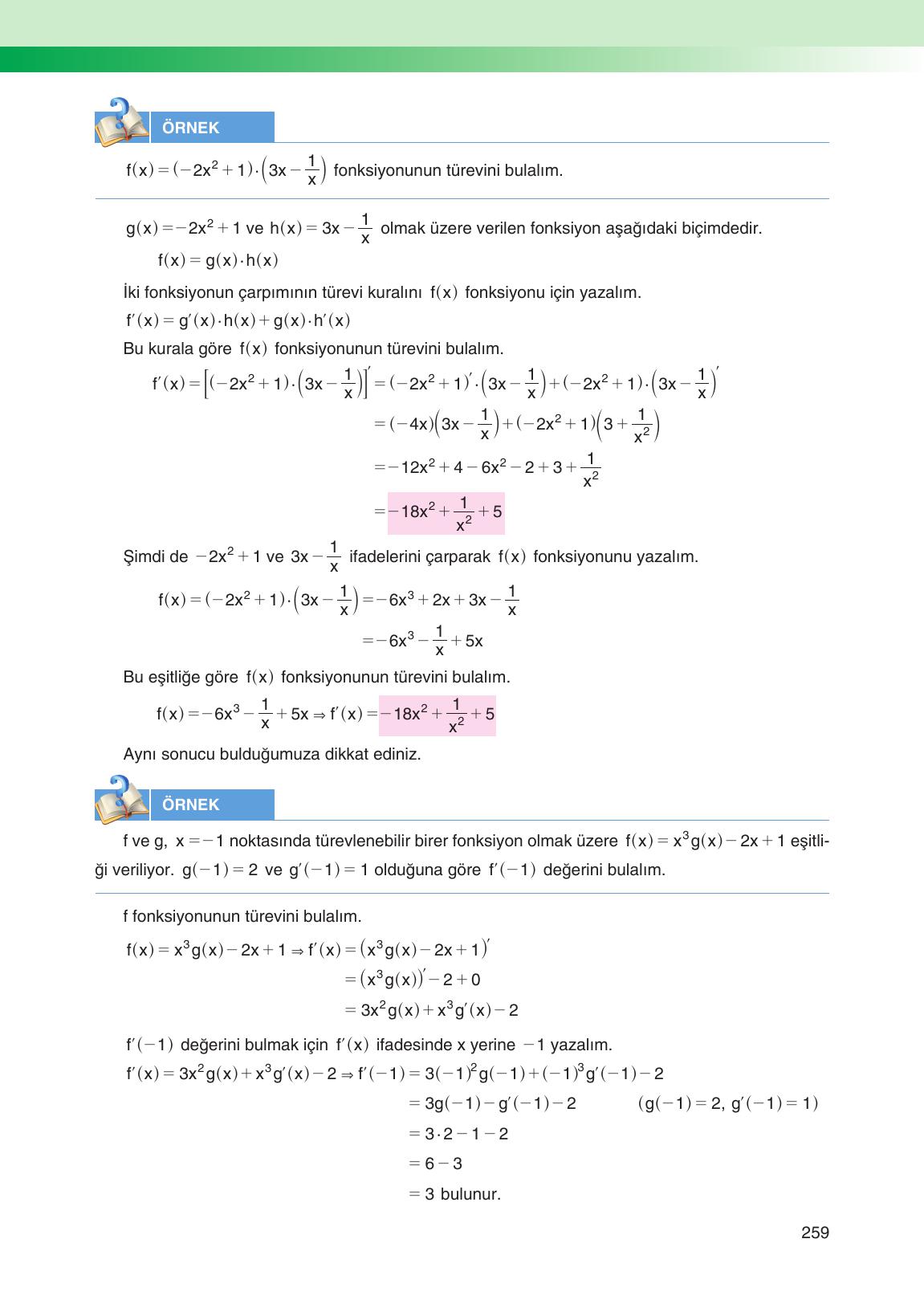 12. Sınıf Melis Yayınları Matematik Ders Kitabı Sayfa 259 Cevapları