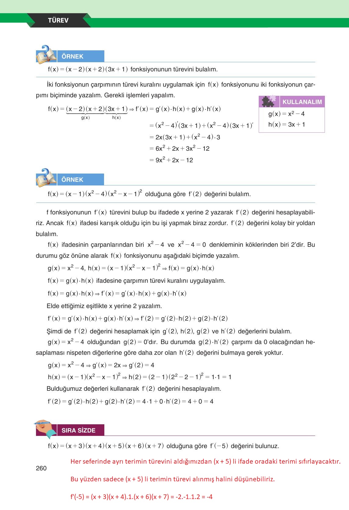 12. Sınıf Melis Yayınları Matematik Ders Kitabı Sayfa 260 Cevapları