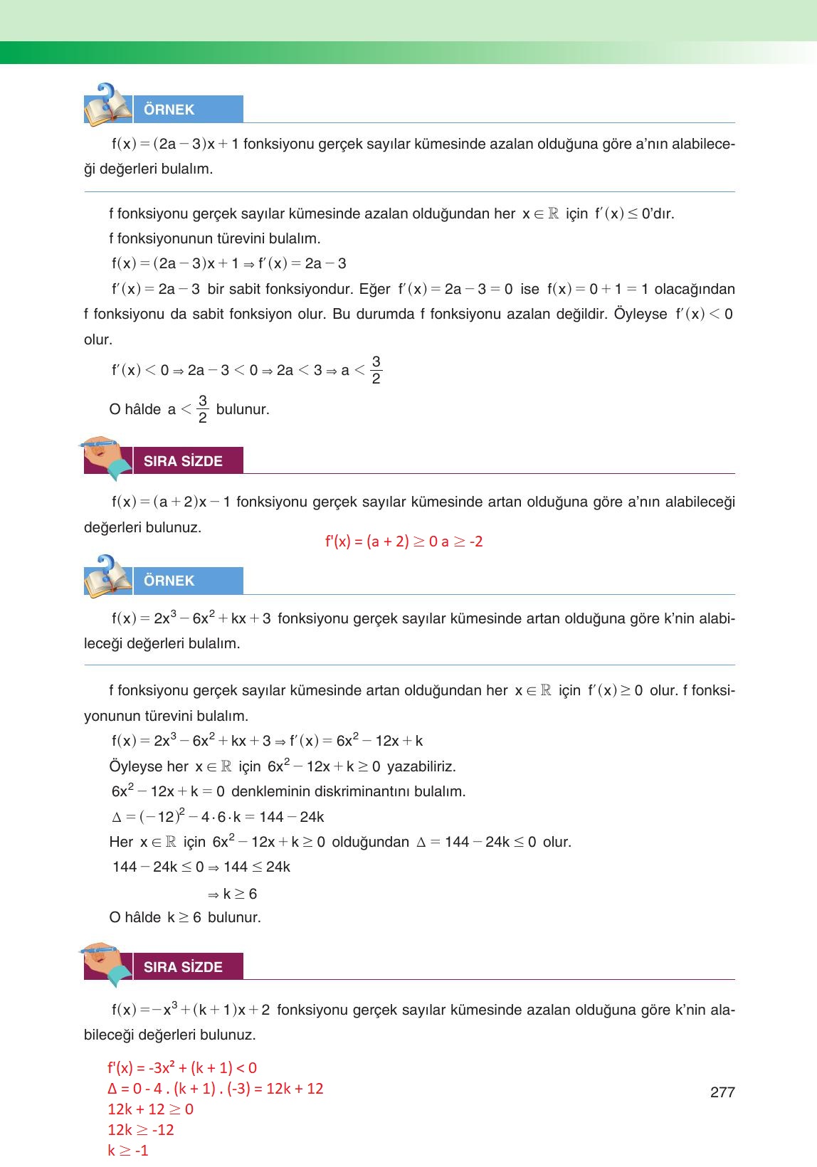 12. Sınıf Melis Yayınları Matematik Ders Kitabı Sayfa 277 Cevapları