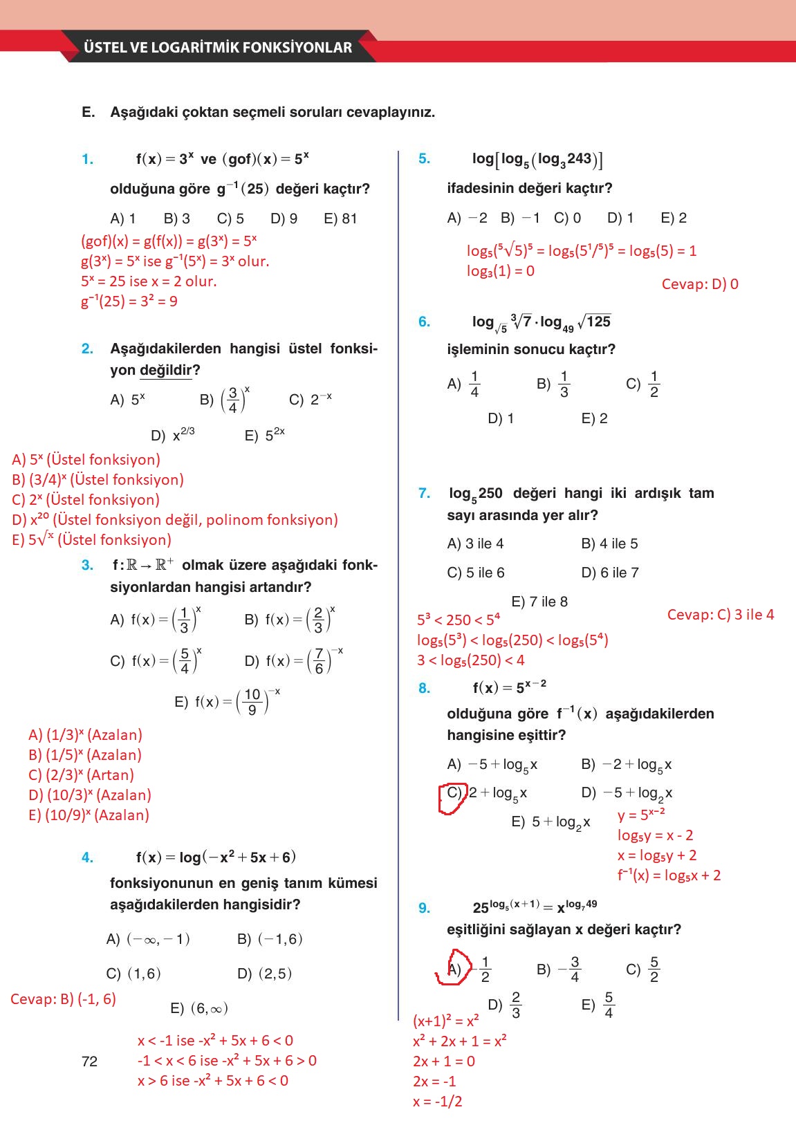 12. Sınıf Melis Yayınları Matematik Ders Kitabı Sayfa 72 Cevapları 12. Sınıf Melis Yayınları Matematik Ders Kitabı Sayfa 72 Cevapları