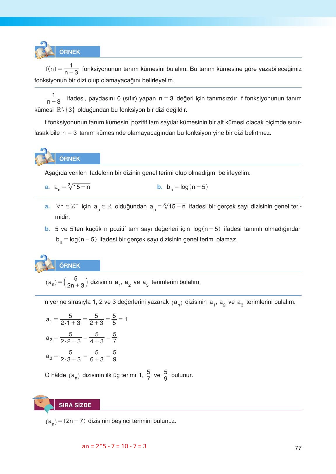 12. Sınıf Melis Yayınları Matematik Ders Kitabı Sayfa 77 Cevapları