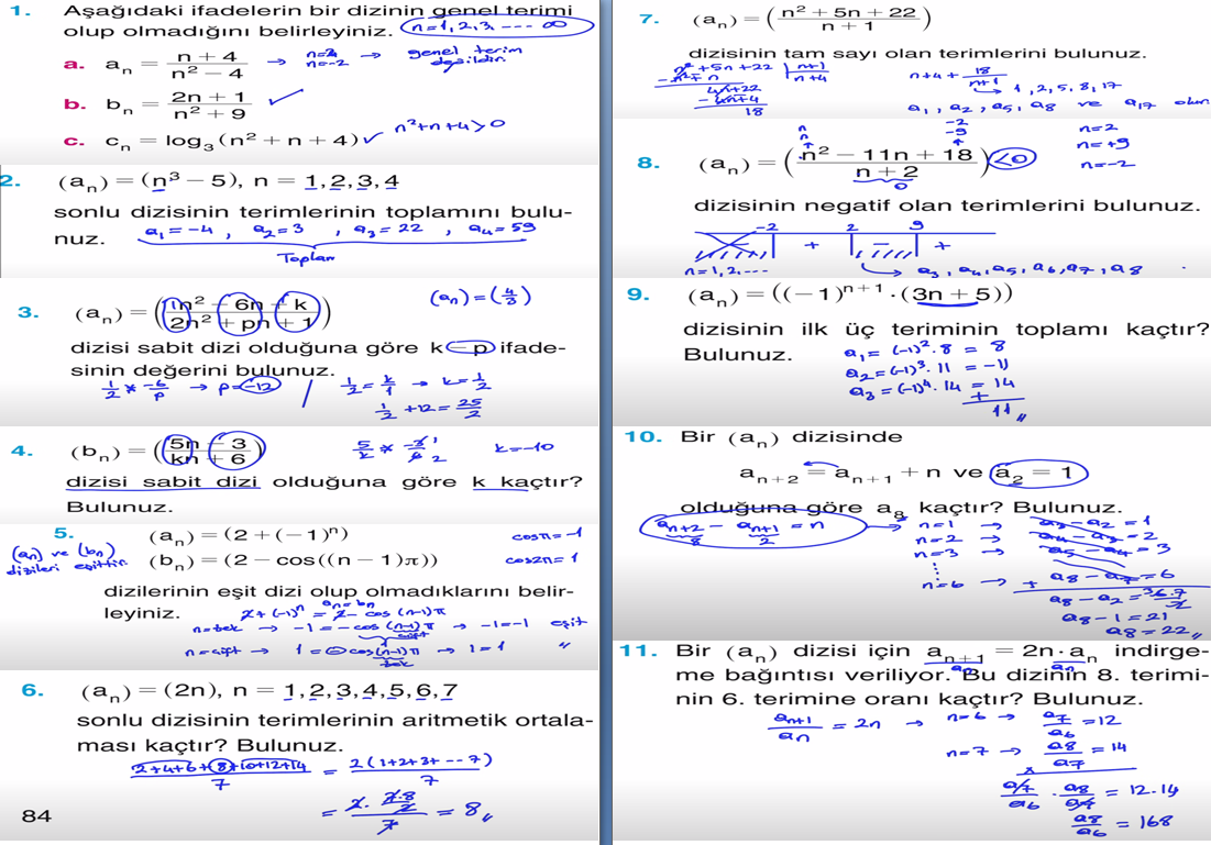 12. Sınıf Melis Yayınları Matematik Ders Kitabı Sayfa 84 Cevapları