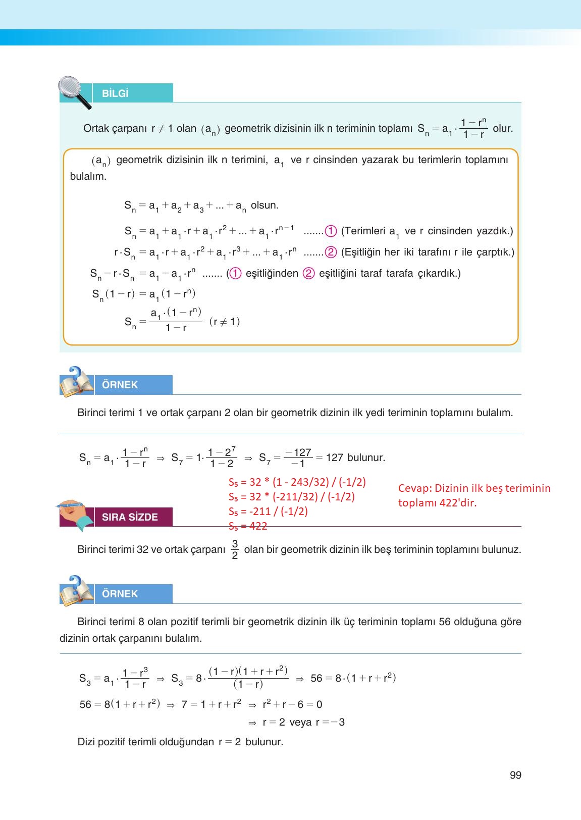 12. Sınıf Melis Yayınları Matematik Ders Kitabı Sayfa 99 Cevapları 12. Sınıf Melis Yayınları Matematik Ders Kitabı Sayfa 99 Cevapları