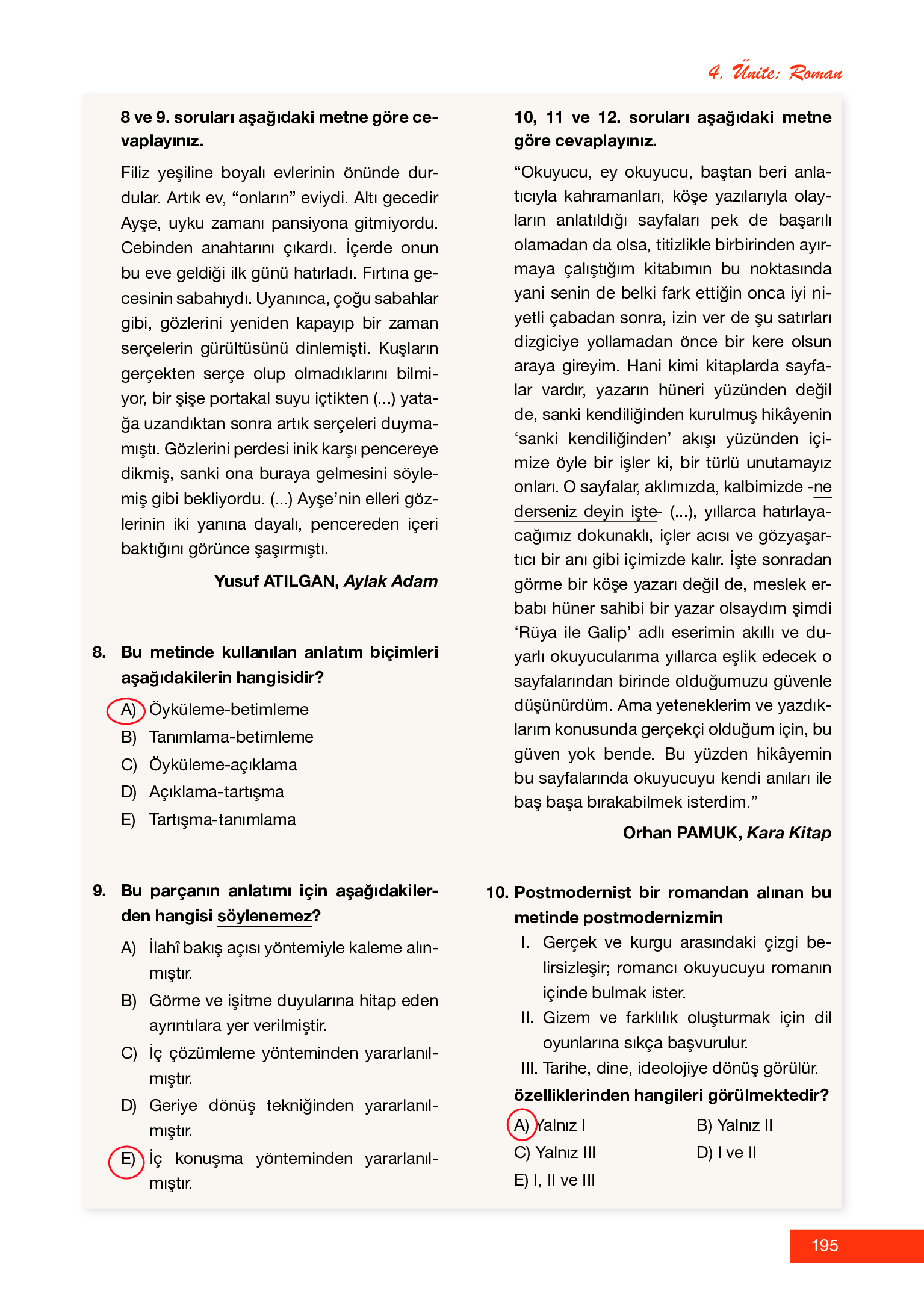 12. Sınıf Melis Yayınları Türk Dili Ve Edebiyatı Ders Kitabı Sayfa 195 Cevapları 12. Sınıf Melis Yayınları Türk Dili Ve Edebiyatı Ders Kitabı Sayfa 195 Cevapları