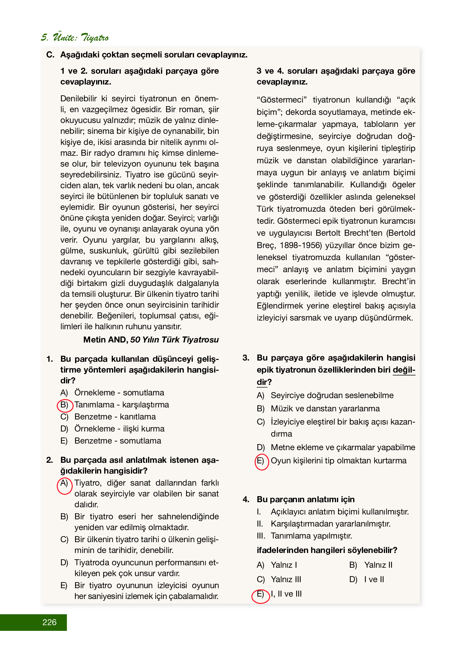 12. Sınıf Melis Yayınları Türk Dili Ve Edebiyatı Ders Kitabı Sayfa 226 Cevapları 12. Sınıf Melis Yayınları Türk Dili Ve Edebiyatı Ders Kitabı Sayfa 226 Cevapları