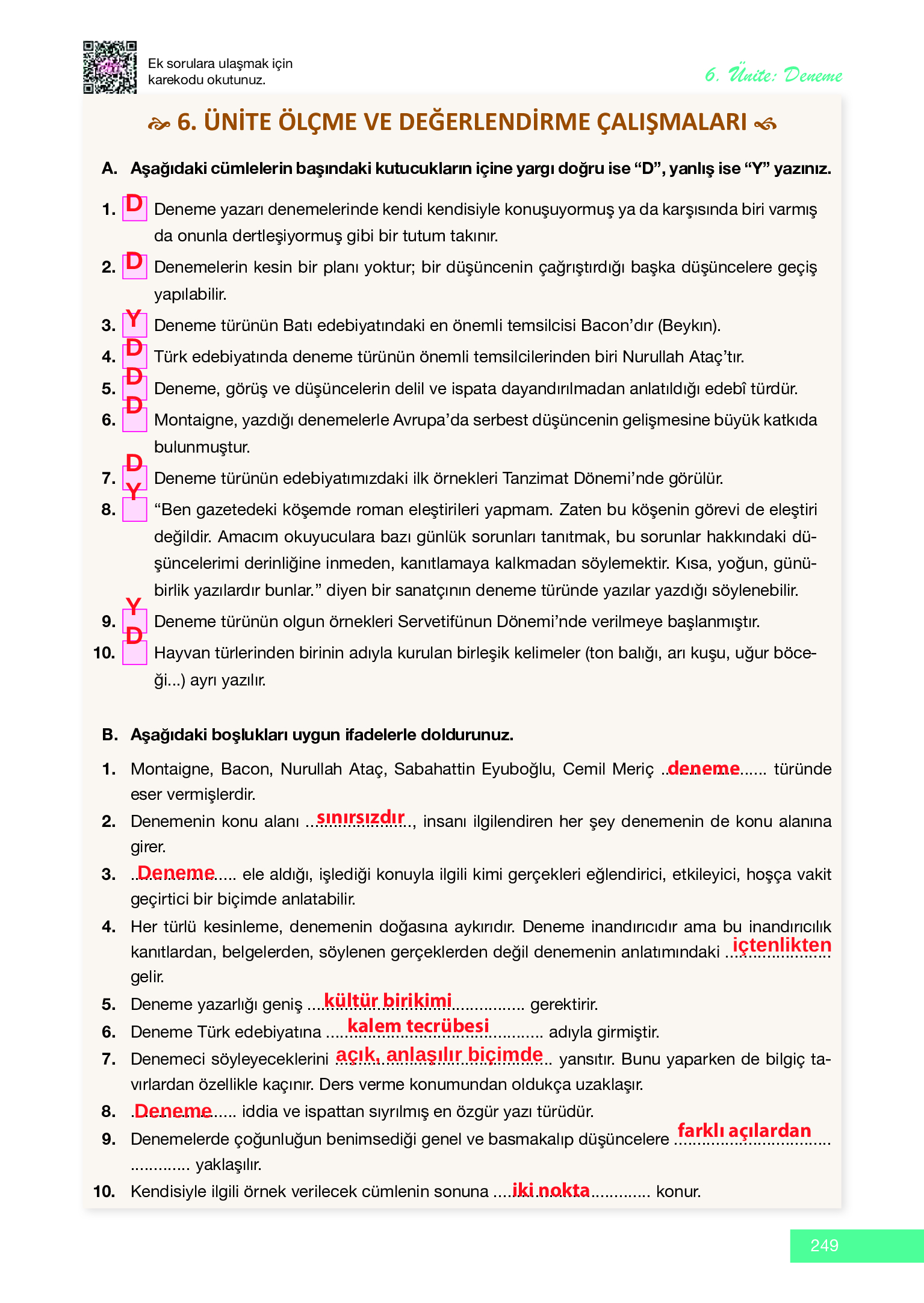 12. Sınıf Melis Yayınları Türk Dili Ve Edebiyatı Ders Kitabı Sayfa 249 Cevapları 12. Sınıf Melis Yayınları Türk Dili Ve Edebiyatı Ders Kitabı Sayfa 249 Cevapları