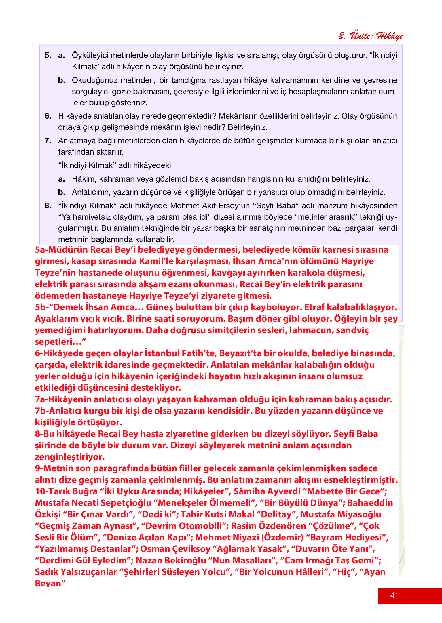 12. Sınıf Melis Yayınları Türk Dili Ve Edebiyatı Ders Kitabı Sayfa 41 Cevapları