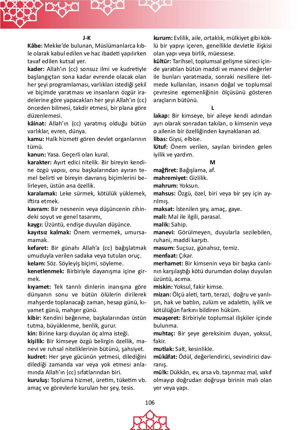 6. Sınıf Meb Yayınları Temel Dini Bilgiler İslam 1 Ders Kitabı Sayfa 106 Cevapları