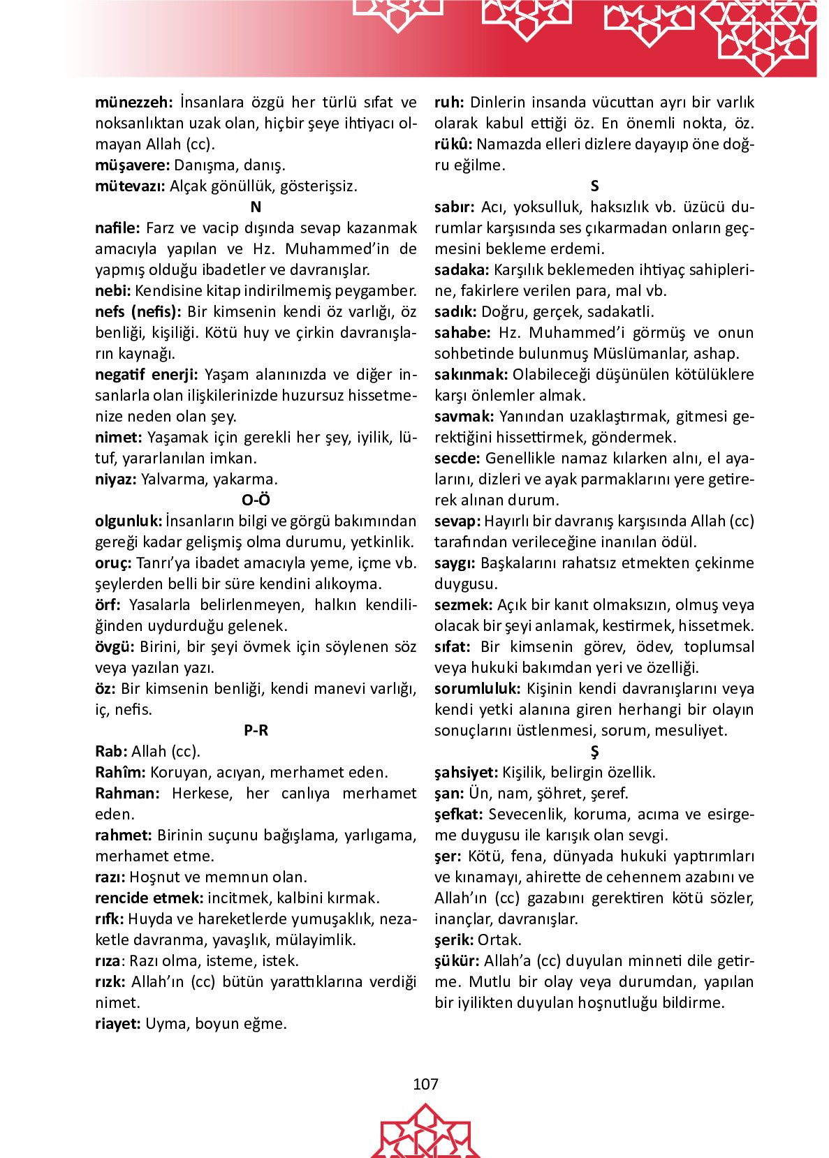 6. Sınıf Meb Yayınları Temel Dini Bilgiler İslam 1 Ders Kitabı Sayfa 107 Cevapları