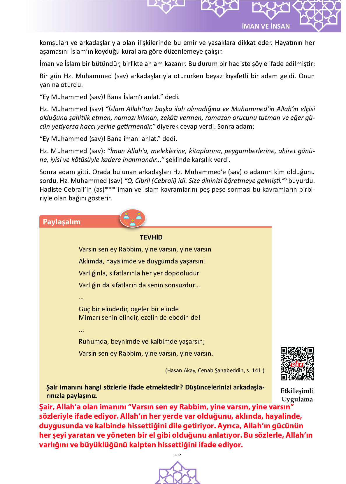 6. Sınıf Meb Yayınları Temel Dini Bilgiler İslam 1 Ders Kitabı Sayfa 13 Cevapları