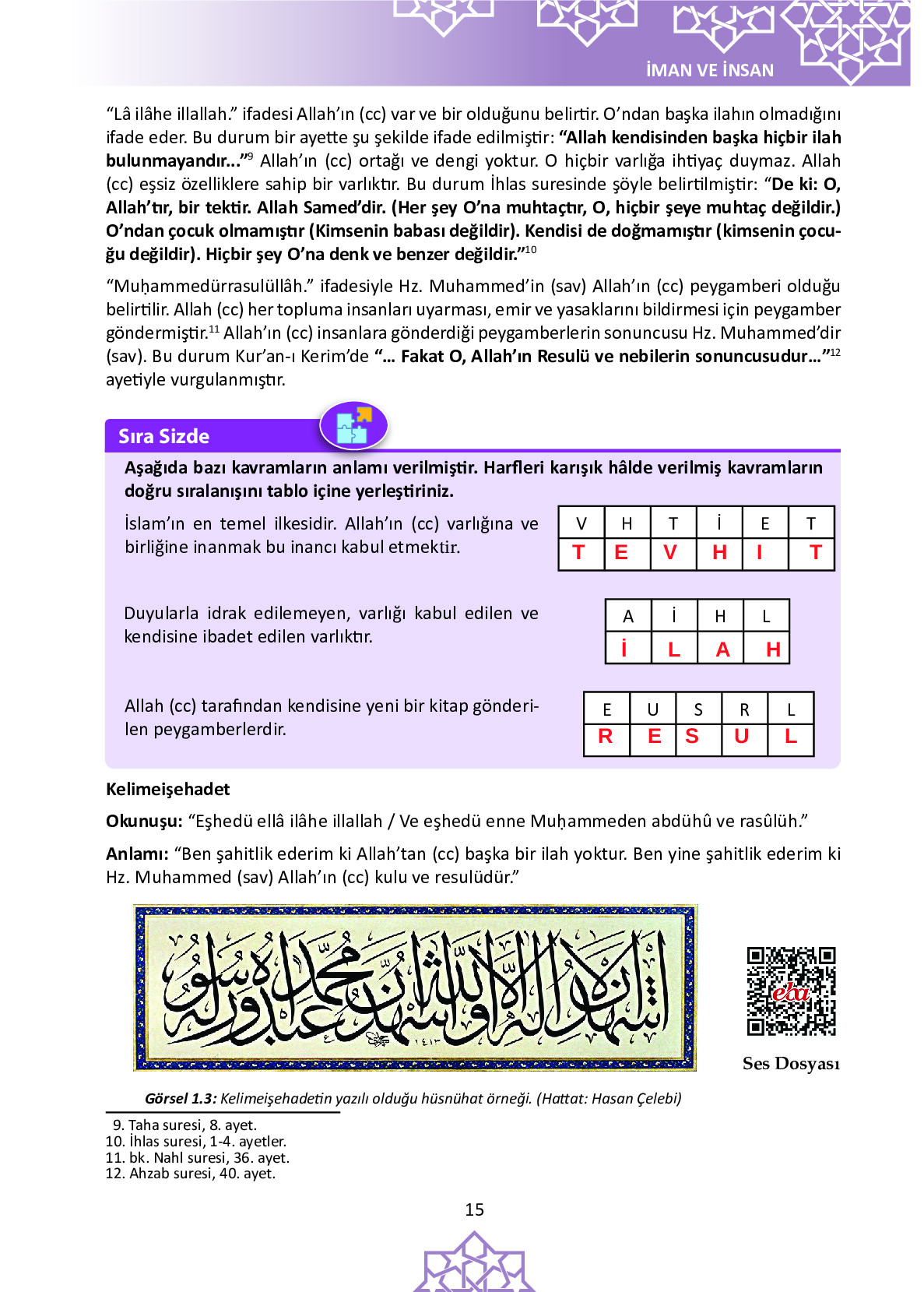 6. Sınıf Meb Yayınları Temel Dini Bilgiler İslam 1 Ders Kitabı Sayfa 15 Cevapları