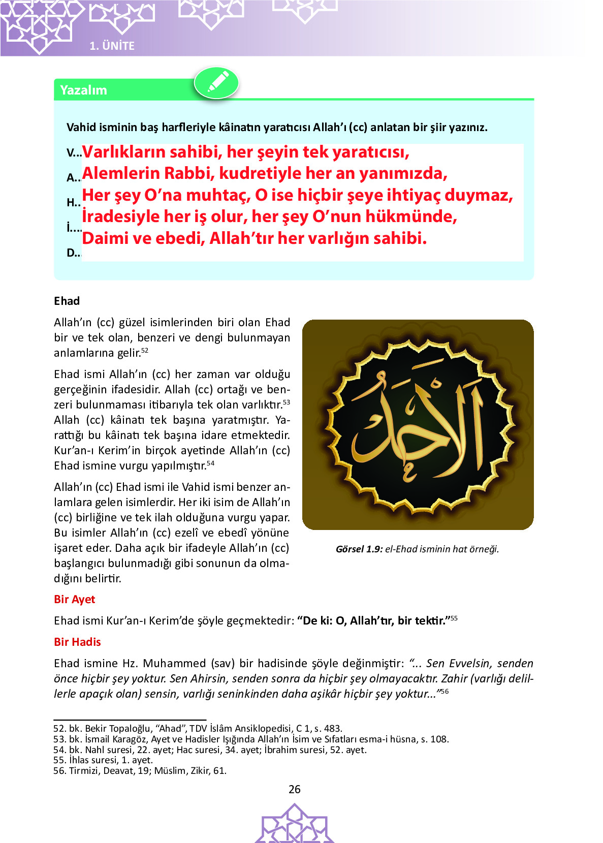 6. Sınıf Meb Yayınları Temel Dini Bilgiler İslam 1 Ders Kitabı Sayfa 26 Cevapları