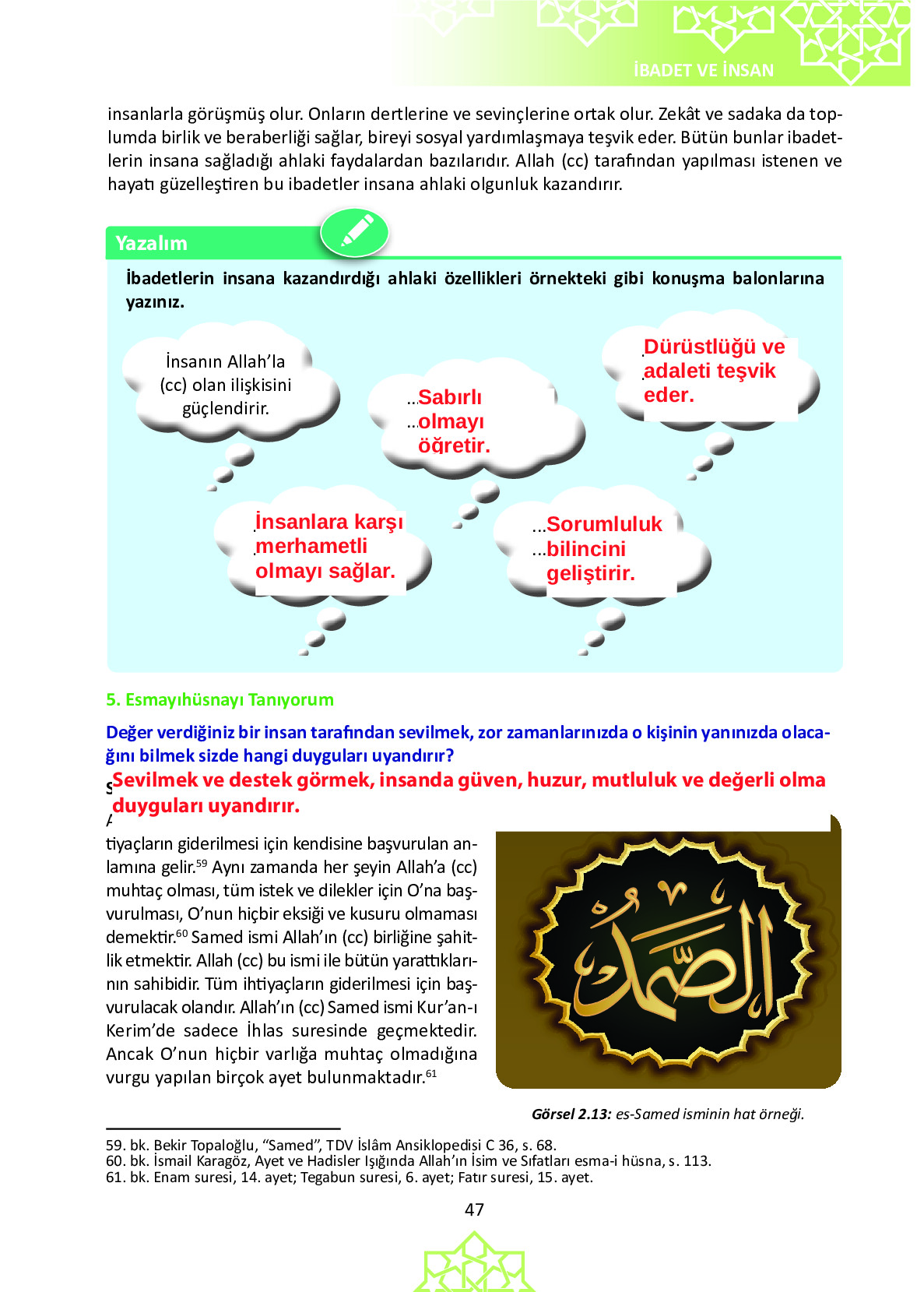 6. Sınıf Meb Yayınları Temel Dini Bilgiler İslam 1 Ders Kitabı Sayfa 47 Cevapları