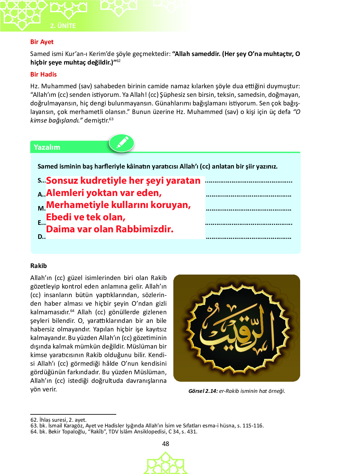 6. Sınıf Meb Yayınları Temel Dini Bilgiler İslam 1 Ders Kitabı Sayfa 48 Cevapları