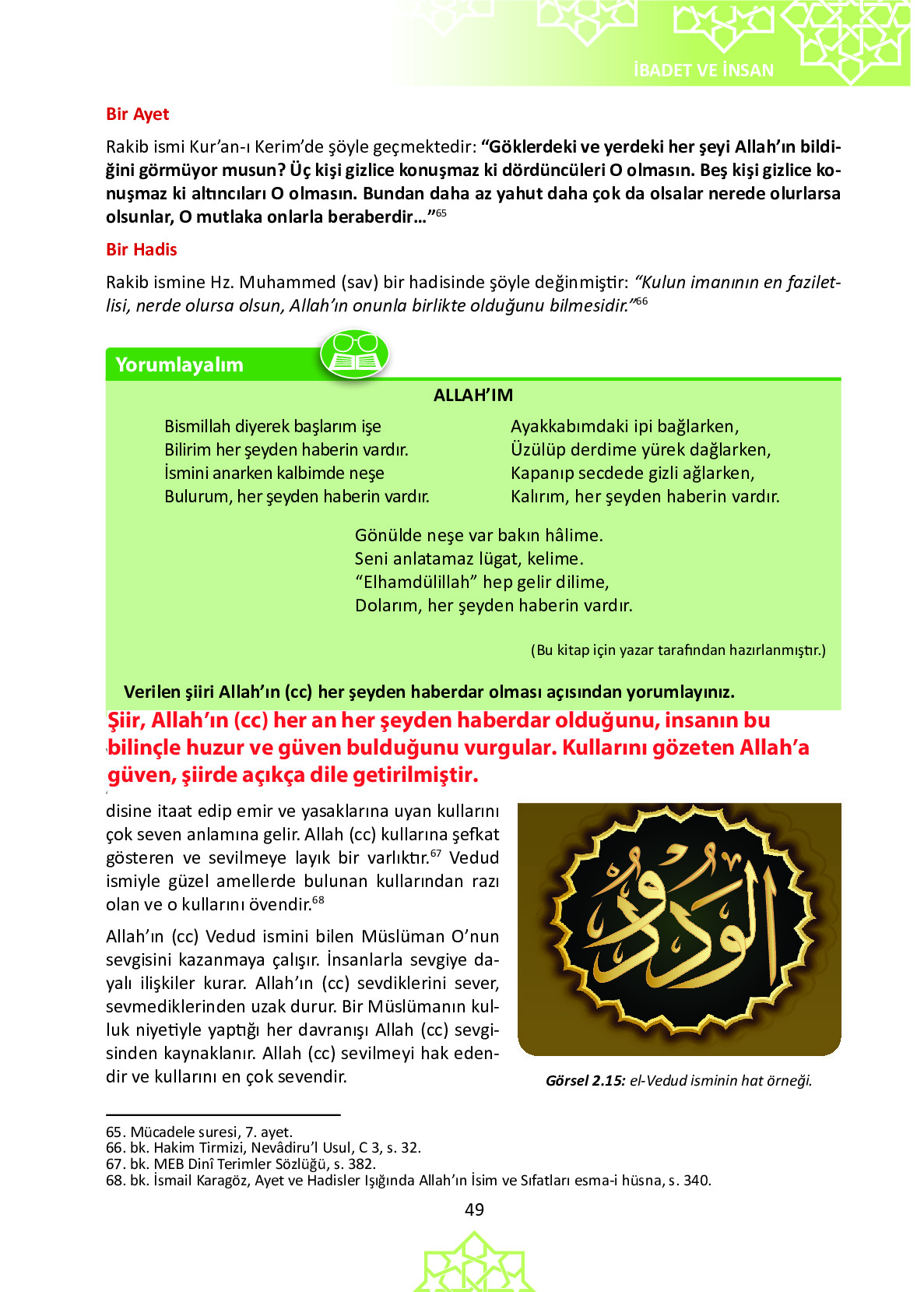 6. Sınıf Meb Yayınları Temel Dini Bilgiler İslam 1 Ders Kitabı Sayfa 49 Cevapları