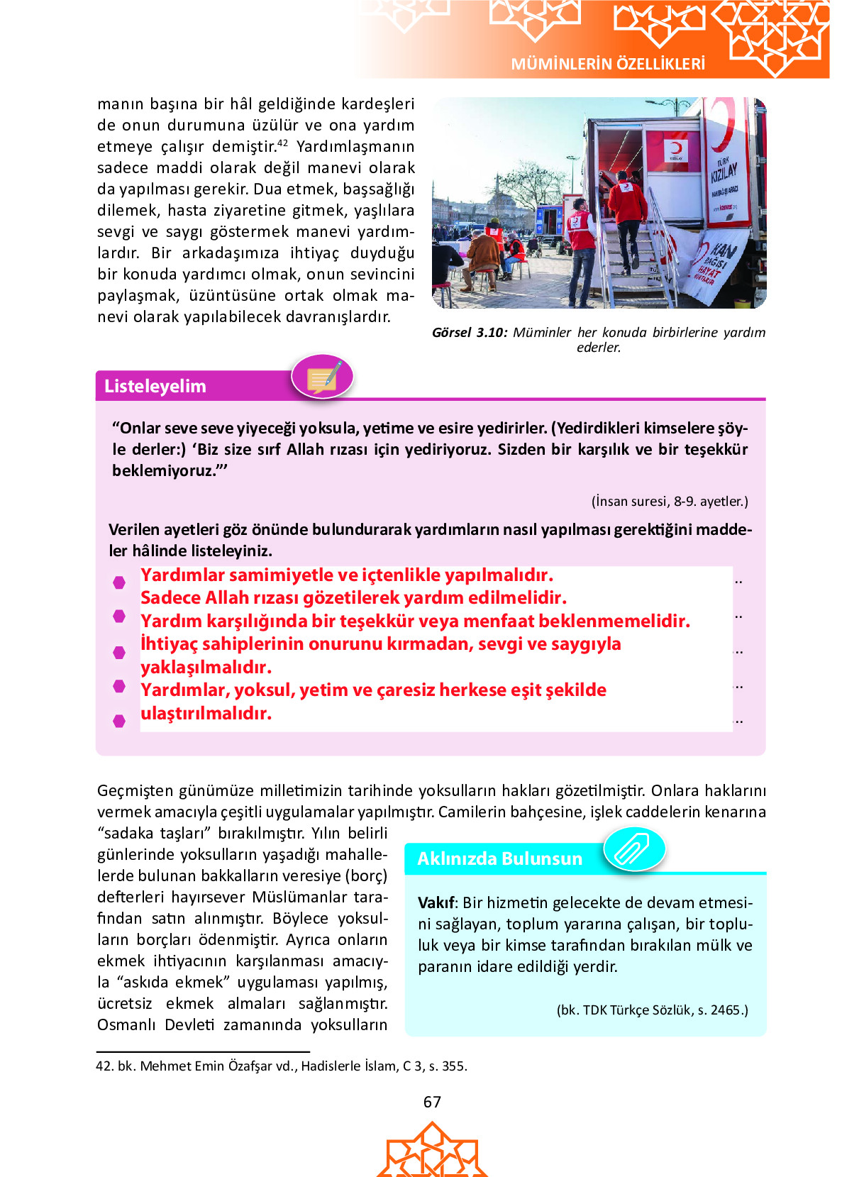 6. Sınıf Meb Yayınları Temel Dini Bilgiler İslam 1 Ders Kitabı Sayfa 67 Cevapları