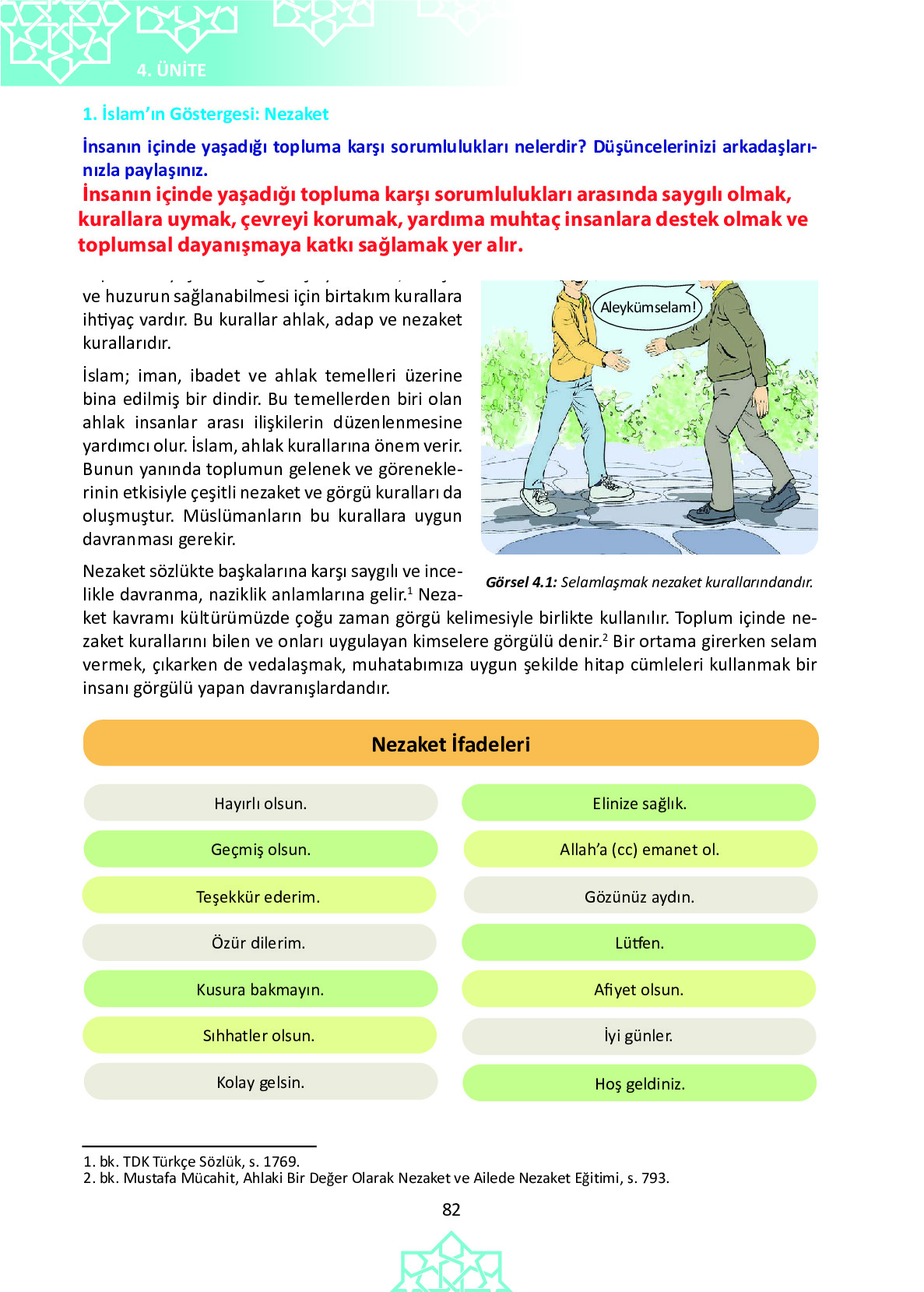 6. Sınıf Meb Yayınları Temel Dini Bilgiler İslam 1 Ders Kitabı Sayfa 82 Cevapları