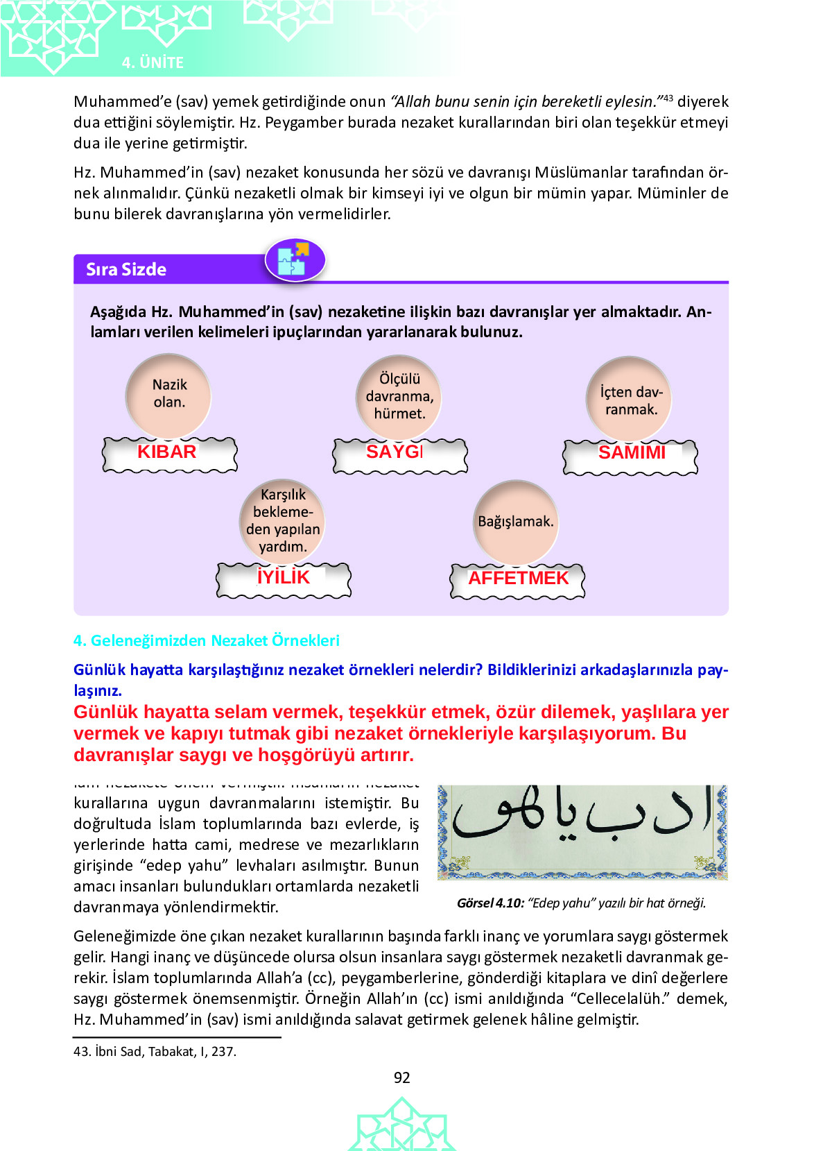 6. Sınıf Meb Yayınları Temel Dini Bilgiler İslam 1 Ders Kitabı Sayfa 92 Cevapları