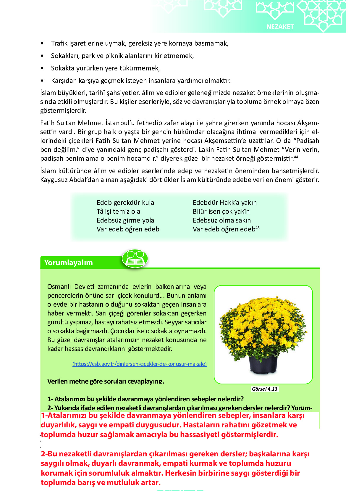 6. Sınıf Meb Yayınları Temel Dini Bilgiler İslam 1 Ders Kitabı Sayfa 95 Cevapları