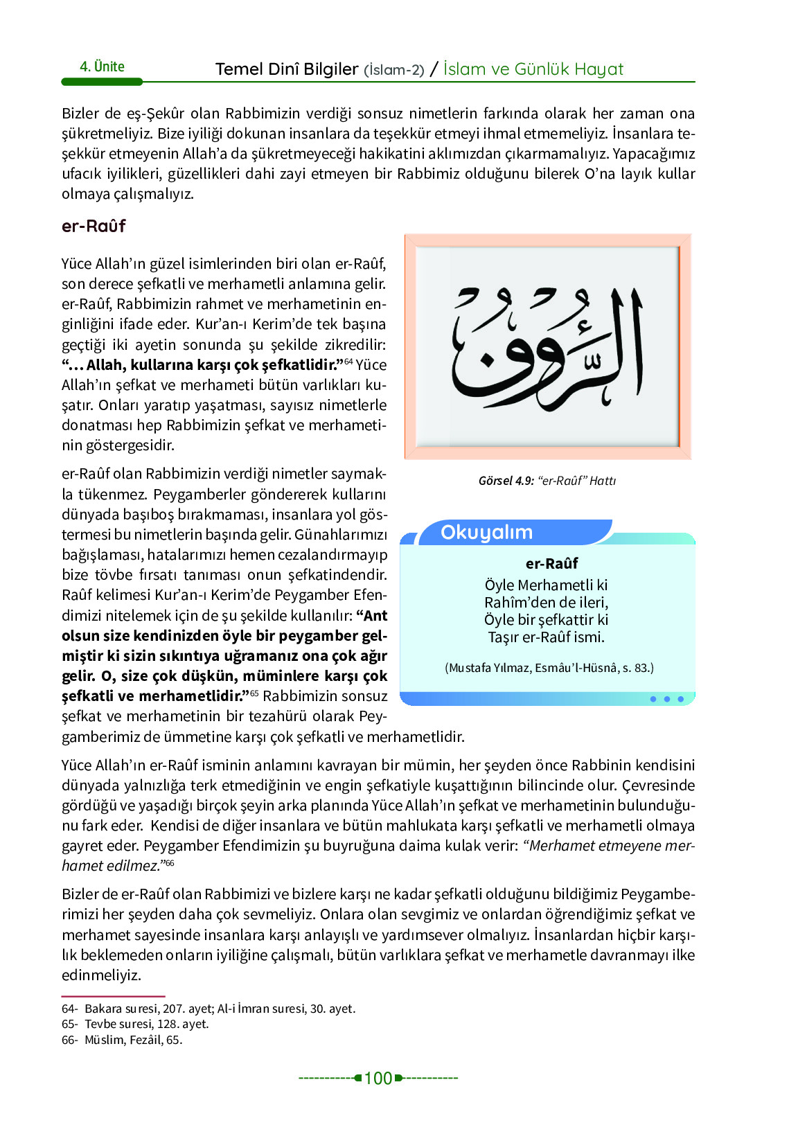 6. Sınıf Meb Yayınları Temel Dini Bilgiler İslam 2 Ders Kitabı Sayfa 100 Cevapları