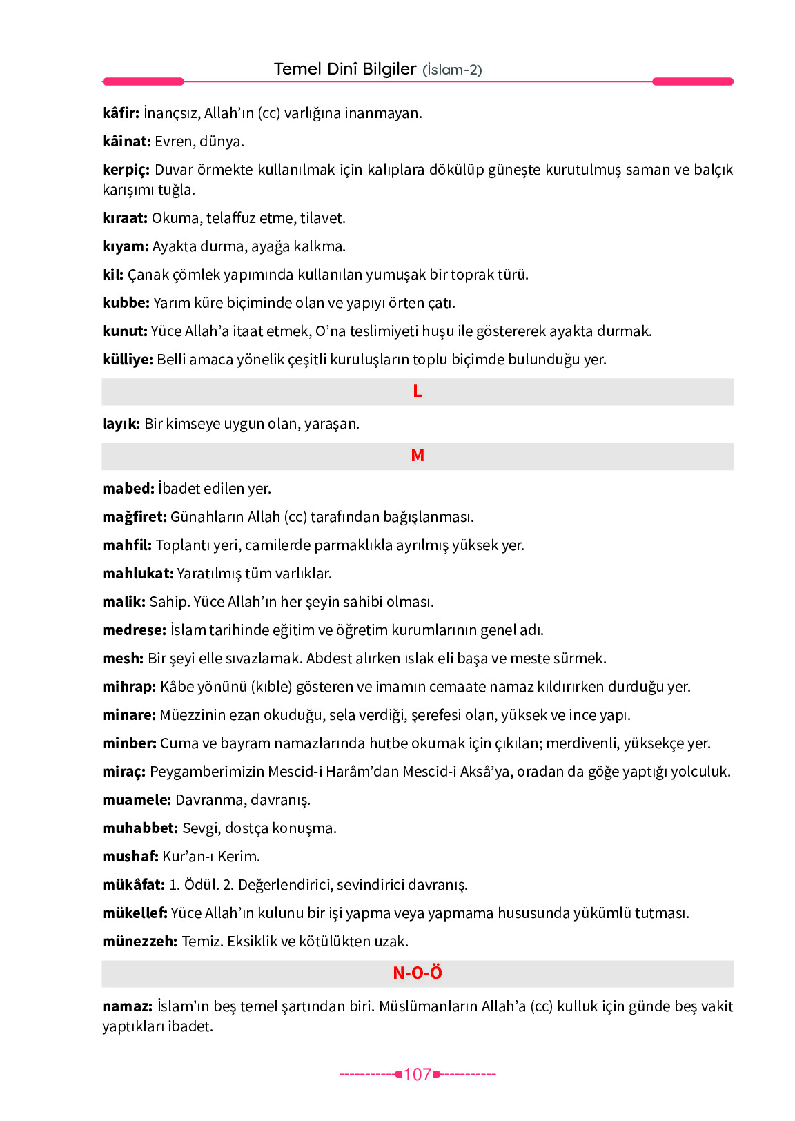 6. Sınıf Meb Yayınları Temel Dini Bilgiler İslam 2 Ders Kitabı Sayfa 107 Cevapları