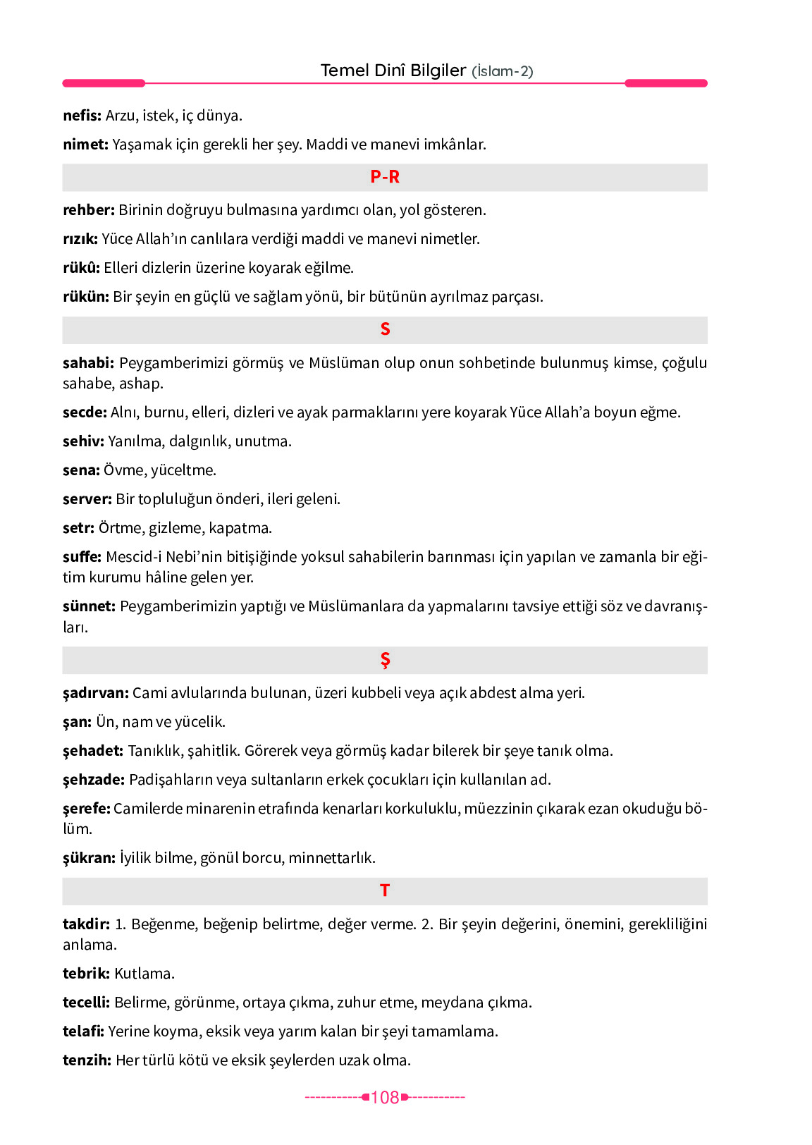 6. Sınıf Meb Yayınları Temel Dini Bilgiler İslam 2 Ders Kitabı Sayfa 108 Cevapları