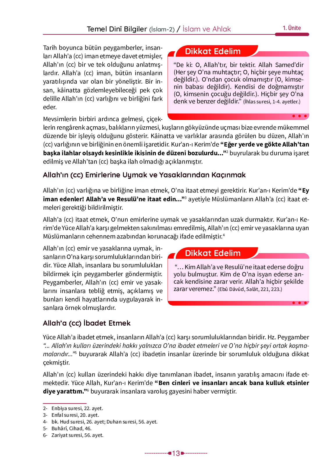 6. Sınıf Meb Yayınları Temel Dini Bilgiler İslam 2 Ders Kitabı Sayfa 13 Cevapları