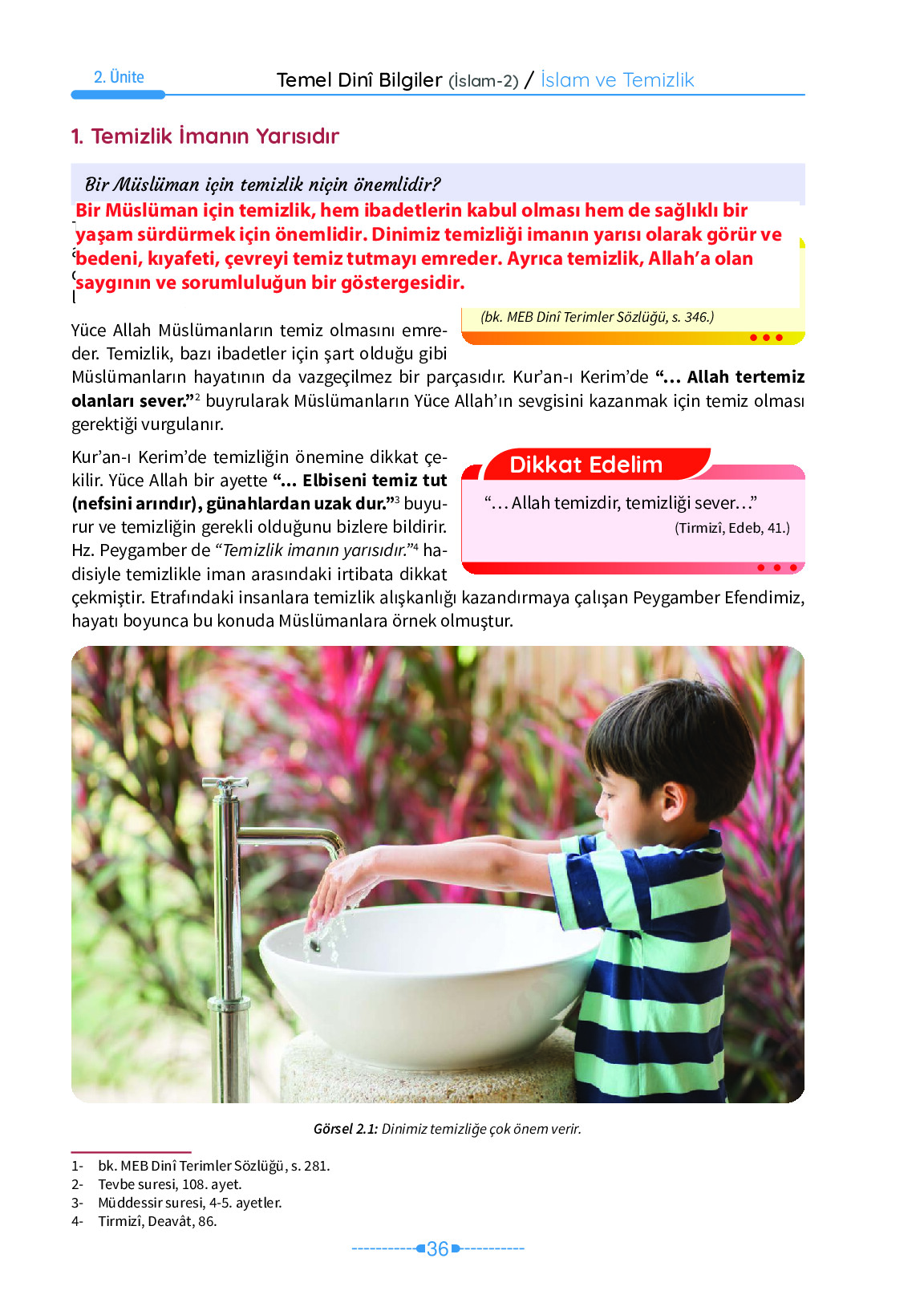 6. Sınıf Meb Yayınları Temel Dini Bilgiler İslam 2 Ders Kitabı Sayfa 36 Cevapları