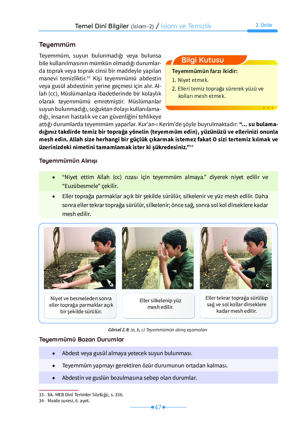 6. Sınıf Meb Yayınları Temel Dini Bilgiler İslam 2 Ders Kitabı Sayfa 47 Cevapları