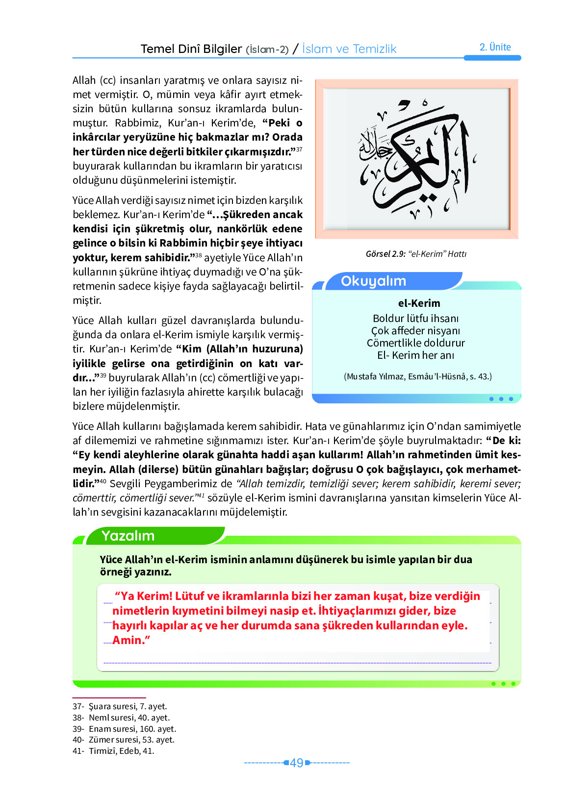 6. Sınıf Meb Yayınları Temel Dini Bilgiler İslam 2 Ders Kitabı Sayfa 49 Cevapları