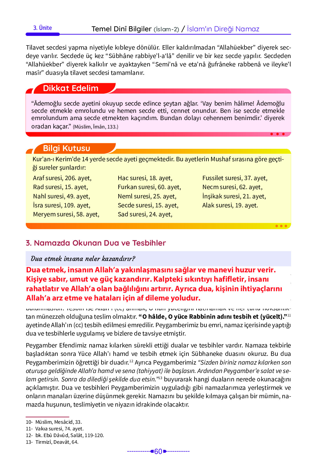 6. Sınıf Meb Yayınları Temel Dini Bilgiler İslam 2 Ders Kitabı Sayfa 60 Cevapları
